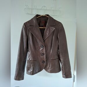 Danier Italian Leather Women's Chocolate Brown Leather Jacket (Size XXS)